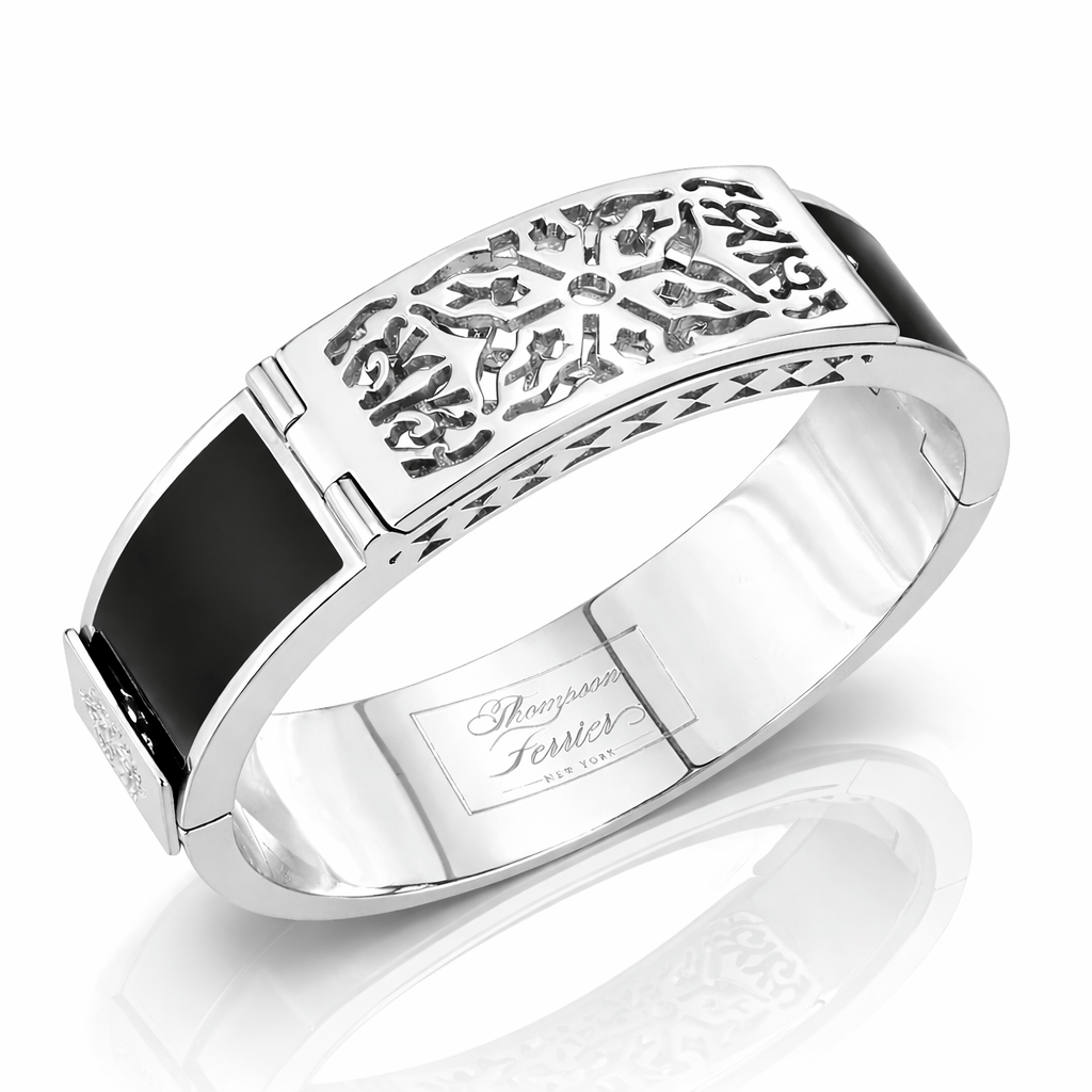 Black "Un Rêve" Perfume Bracelet in Silver Chromium